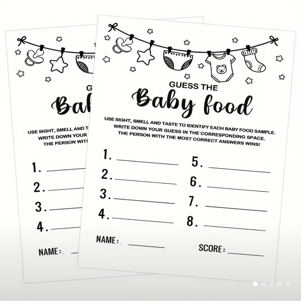 Baby Shower Guess the Baby Food Game Cards